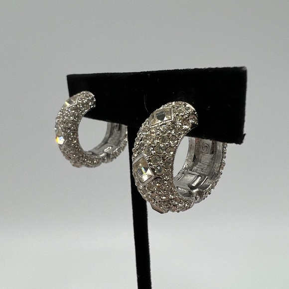 Silver & Rhinestone Loop Earrings - Picture 4 of 4